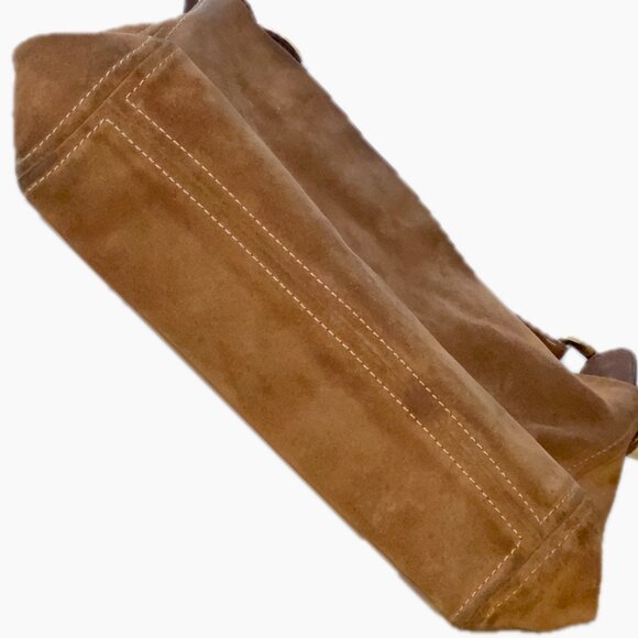 Michael Kors Brown Shoulder Hobo Bag Distressed Suede Boho Crossbody - Picture 3 of 7